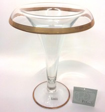 Vaso portafiori Rigatti in vetro decorato a mano con oro zecchino da collezione