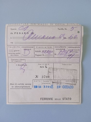 Biglietto treno epoca ferrovie - biglietto,