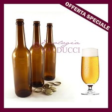 N.24 Bottiglie Vetro Birra da 0,33 Lt. Chiusura Tappo Corona D.26