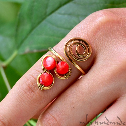 Anello cristalli corallo - cristalli,