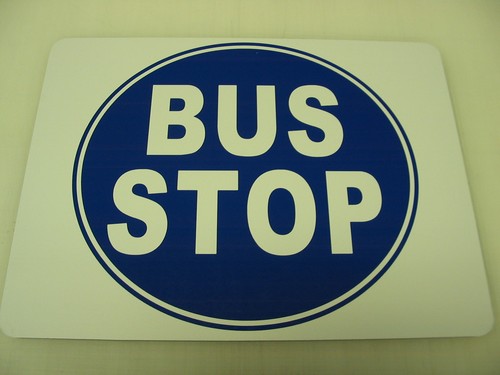 Insegna bus stop metallo blu - insegna,