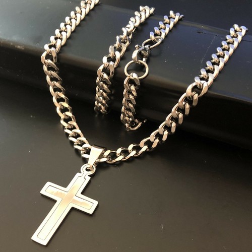 Collana con croce acciaio - con,