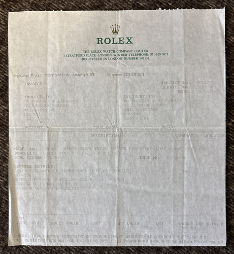 Rolex service certificate - service,