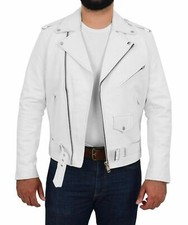 Moda Nuovo da Uomo Pelle Giacca 100% D'Agnello Slim Fit Biker con Cintura