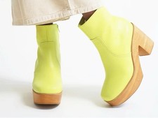 Stivaletti Charlotte Stone Yellow Paz Boots legno plateau tacco grosso zoccoli tg 9