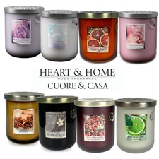 Heart & Home Candele Naturali Profumate in Giara Vetro con Cera di Soia Varie