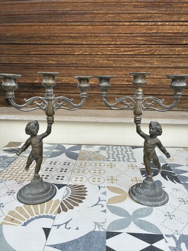 Coppia candelabri putti - coppia,