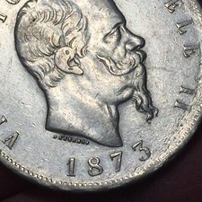 VITTORIO EMANUELE II (1861-1878) 5 Lire 1873 M MILANO ARGENTO '900