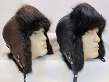Cappello invernale caldo unisex vera pelliccia di castoro e VERA PELLE cacciatore Ushanka M-2XL