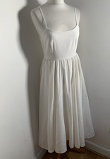 Abito midi Zara linea A bianco M schiena bassa festa classico estivo aderente e svasato