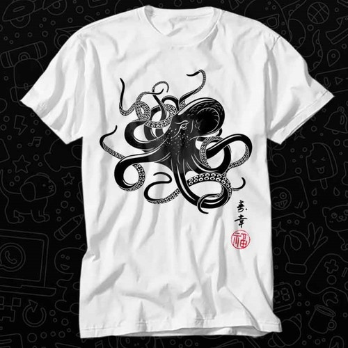 Shirt polpo calligrafia - polpo,