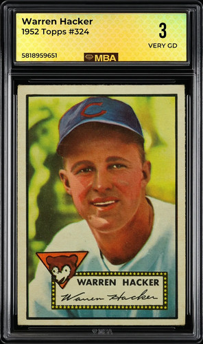 1952 topps warren hacker - warren, #324