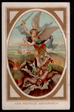 B3 ANTICO   Santino Holy Card SAN MICHELE ARCANGELO CROMO