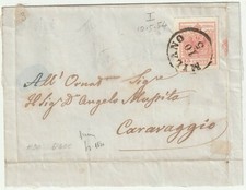 1854 10 MAG C.15 SASS 6 BEN MARGINATO SU FRONTESPIZIO DA MILANO X CARAVAGGIO !!!