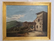 Antico dipinto olio su tela (