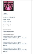 biglietto forum Assago Milano Anna Pepe Parterre
