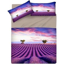 Completo lenzuola copriletto 1 piazza singolo cotone stampa digitale Lavanda