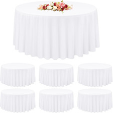 Confezione Da 6 Tovaglie Rotonde in Poliestere Bianco, Tovaglia Circolare Da 305