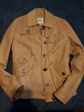 Giacca beige di vera pelle