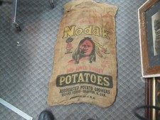 VINTAGE NODAK Red River POTATO Burlap Bag Sack Native American Farm Advertising