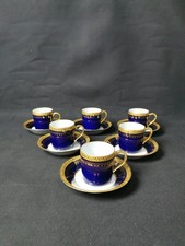 Limoges blu decorazioni oro - Tazze da moka con piattini per 6 persone