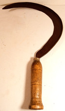 ANTICO FALCETTO IN FERRO BATTUTO CON MANICO IN LEGNO-RONCOLA-FALCE RURALE-D'EPOC