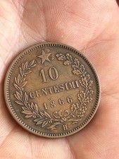 Moneta 10 Centesimi 1866 rara, Vitt Emanuele II.  Zecca H .Moneta ufficiale FDC