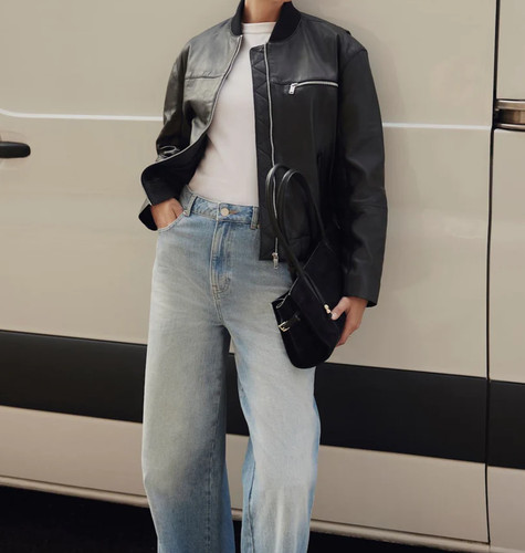 Giacca donna pelle - nera, bomber