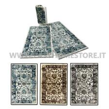 Tris tappeti arredo camera moderno Damasco Blu Grigio Beige