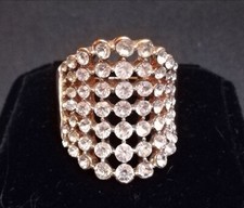 NOBILE ANELLO-FASCIA '40 BRILLANTI,ZAFFIRI-BIANCHI cm2,7 LEGA PLATINO-ORO GIALLO