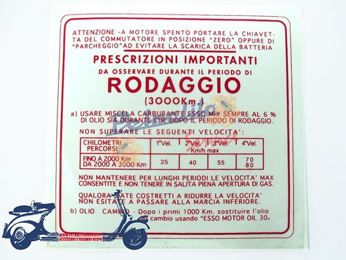 Targhetta rodaggio 4 - rodaggio, 6%