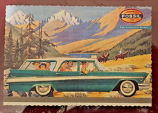 cartolina pubblicitaria fossil formato grande anni '50