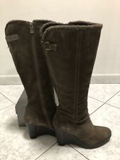 Stivali donna Nero Giardini Con  zeppa Camoscio Marrone E Pelliccetta N. 39