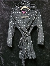 Betsey Johnson Accappatoio Intimo Nero e Bianco Velluto Pois Arruffato Taglia XS