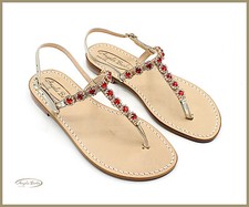 Sandali da donna bassi in cuoio artigianali gioiello infradito capri positano 37