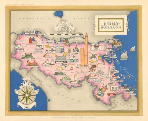 Emilia romagna pictorial map - pictorial,