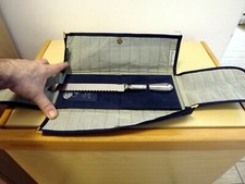 Coltello Cucina Pane Arrosto ZARAMELLA Padova Argento 800 Nuovo Custodia Italy