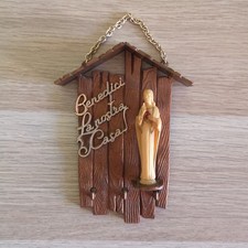 Portachiavi tre ganci edicola votiva vintage anni 70 - 80 Sacro Cuore benedici 