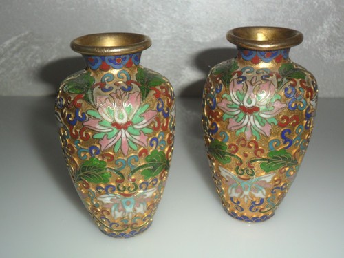 Coppia vasi cloisonnè - coppia,