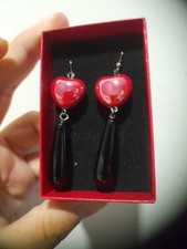 Orecchini Cuori Rossi E Gocce