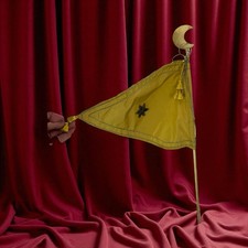 Bandiera Lancia Alabarda Argento ottone Orientale Scena Presepe 70 Cm