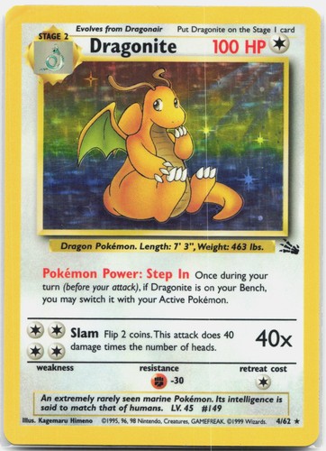 Dragonite holo rare fossil - dragonite,