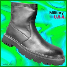 STIVALI UOMO pelle  anfibi scarponcini scarpe militari  CLASSICO nero beatles