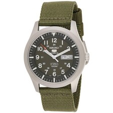 SEIKO Serie 5 Sports SNZG09K1 MILITARE Orologio Automatico Uomo Bracciale NATO