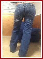 Jeans da donna vita bassa 44 ragazza pantaloni strappati strappi cotone casual