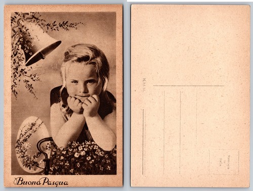 Cartolina buona pasqua ragazza - cartolina,