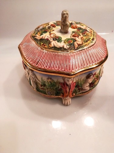 Antica scatola ceramica - antica, in