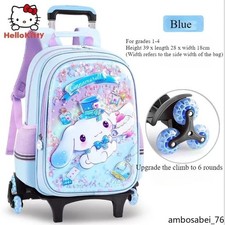 Zaino trolley bambini US Cinnamoroll Kuromi borsa da viaggio studente 6 ruote regalo