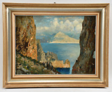 Dipinto ad olio di Paolo PRATELLA (1892-1980),Rocce a Capri, quadro con cornice