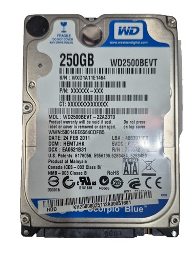 Hdd 250gb sata - wd, 2.5”